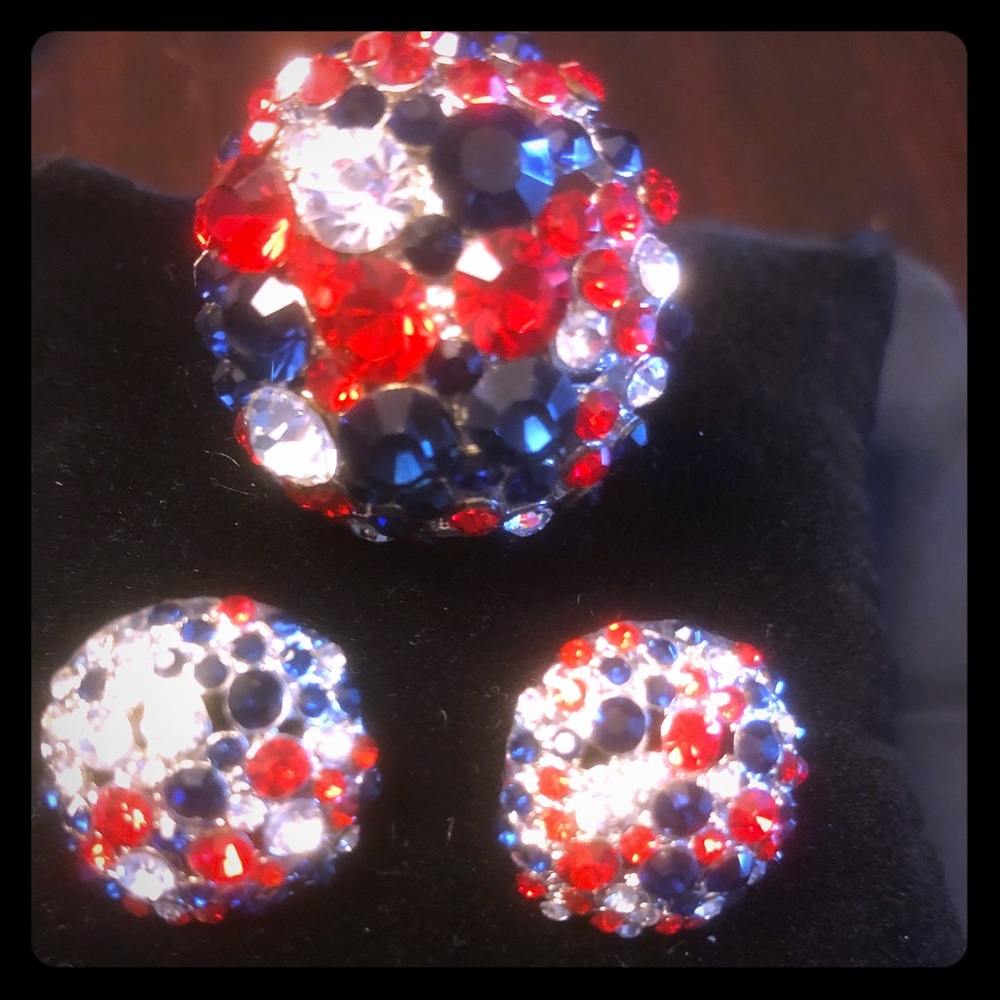 Team Bling earring and ring set